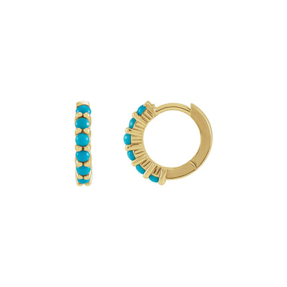 Natural Turquoise Cabochon Hinged 12.2 mm Hoop Earring