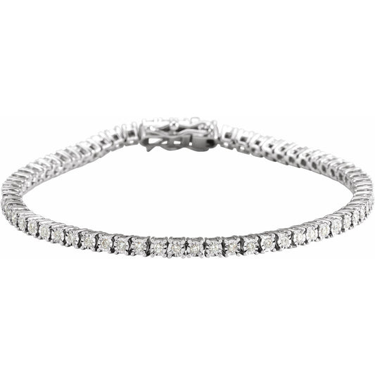 1 CTW Natural Diamond Illusion-Set Line 7" Bracelet