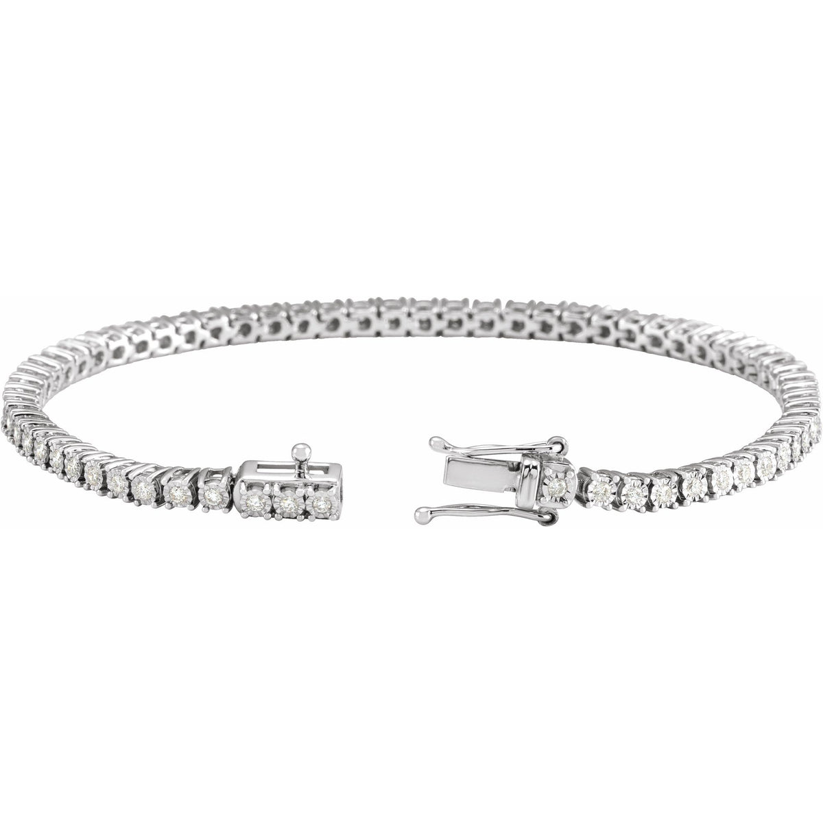 1 CTW Natural Diamond Illusion-Set Line 7" Bracelet