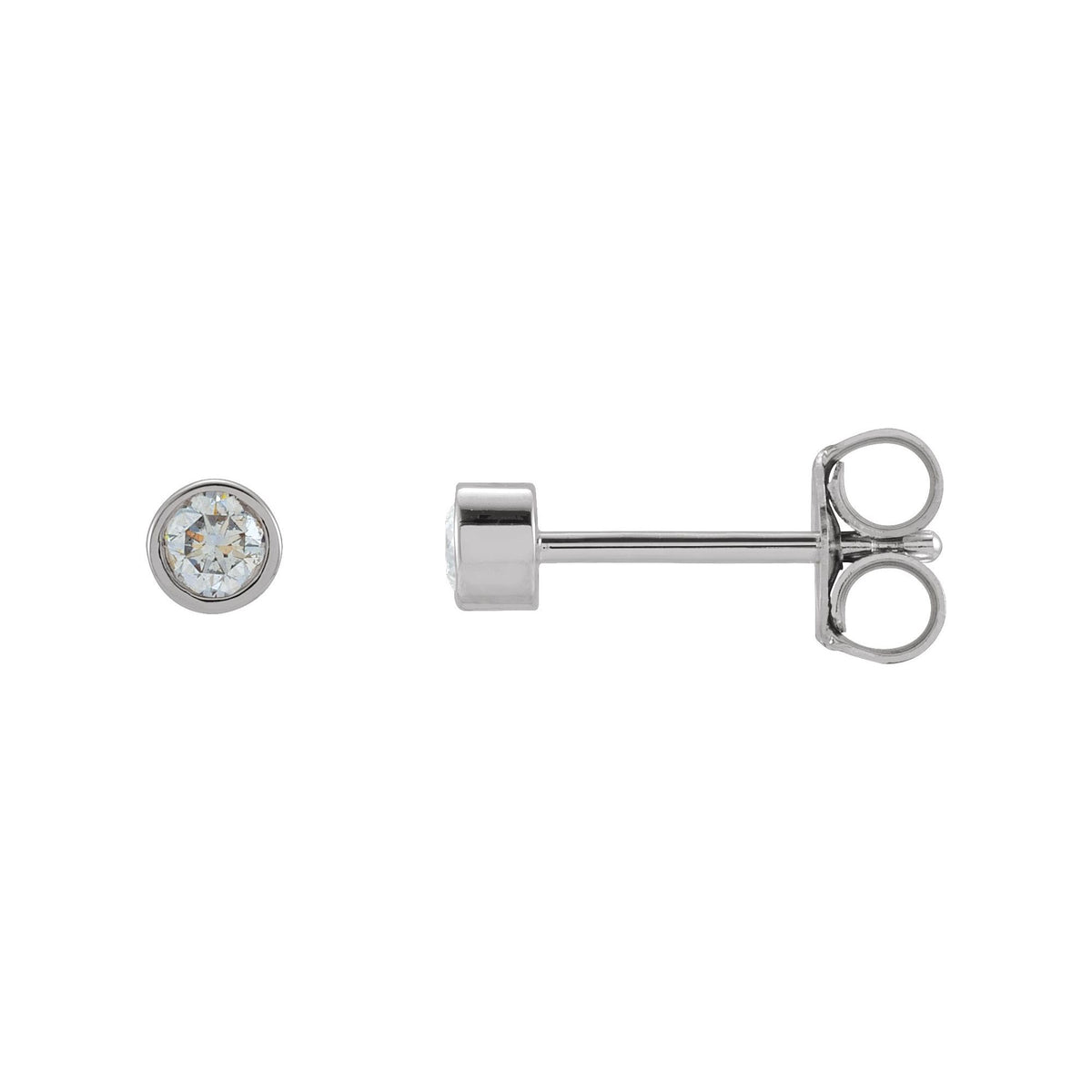 Natural Diamond Round Micro Bezel-Set Stud Earrings