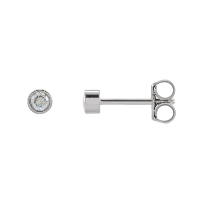 Natural Diamond Round Micro Bezel-Set Stud Earrings