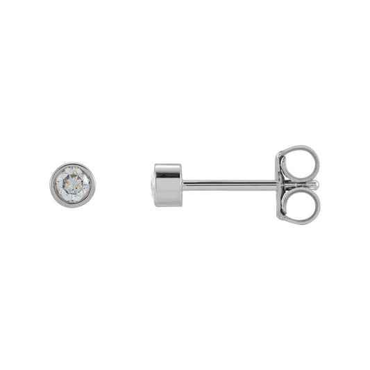 Natural Diamond Round Micro Bezel-Set Stud Earrings