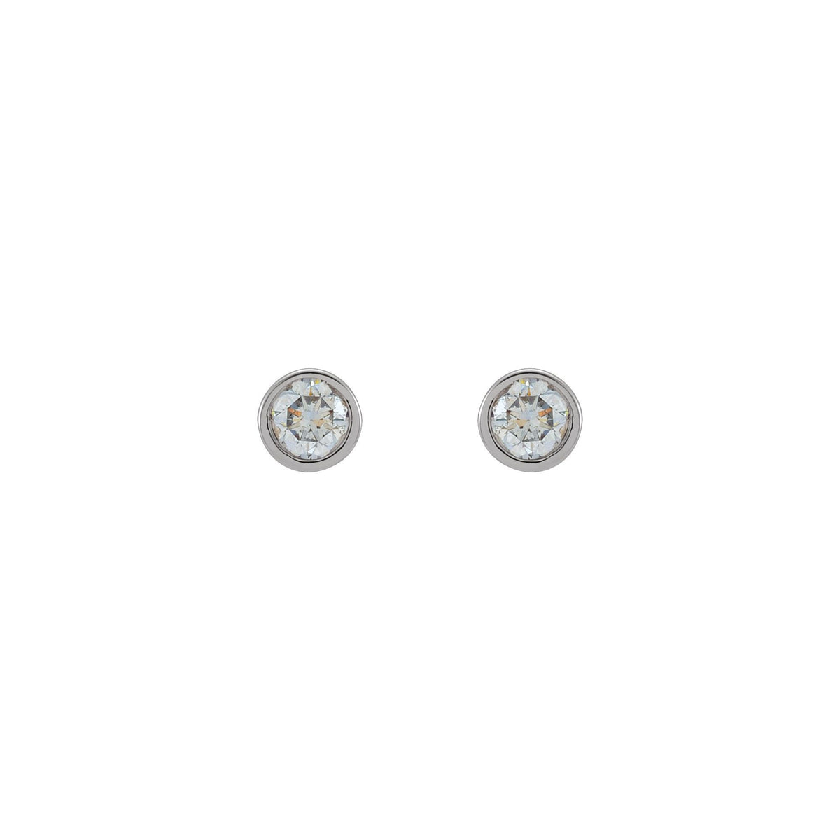 Natural Diamond Round Micro Bezel-Set Stud Earrings