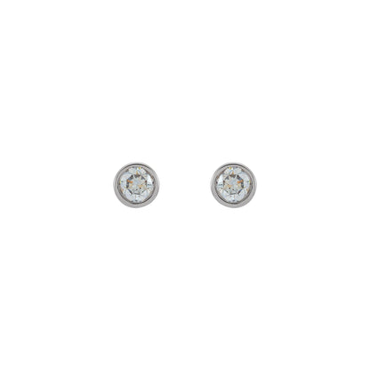 Natural Diamond Round Micro Bezel-Set Stud Earrings