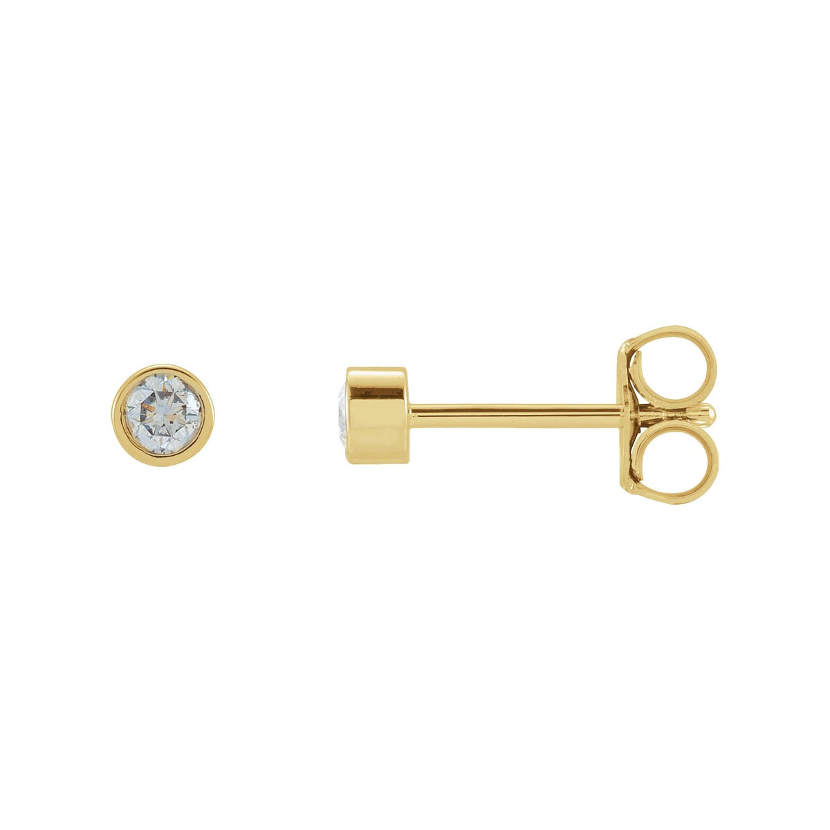 Natural Diamond Round Micro Bezel-Set Stud Earrings