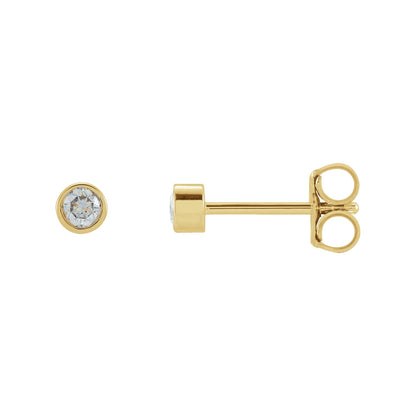 Natural Diamond Round Micro Bezel-Set Stud Earrings