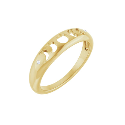 .015 CTW Natural Diamond Moon Phase Ring