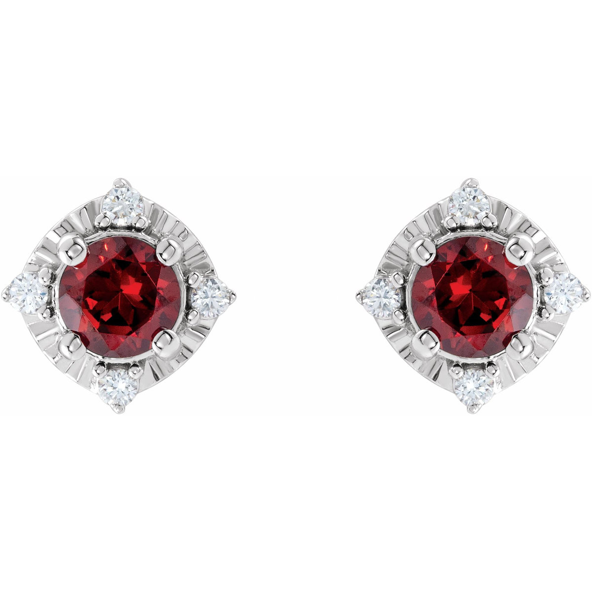 Natural Mozambique Garnet & .08 CTW Natural Diamond Halo-Style Earrings