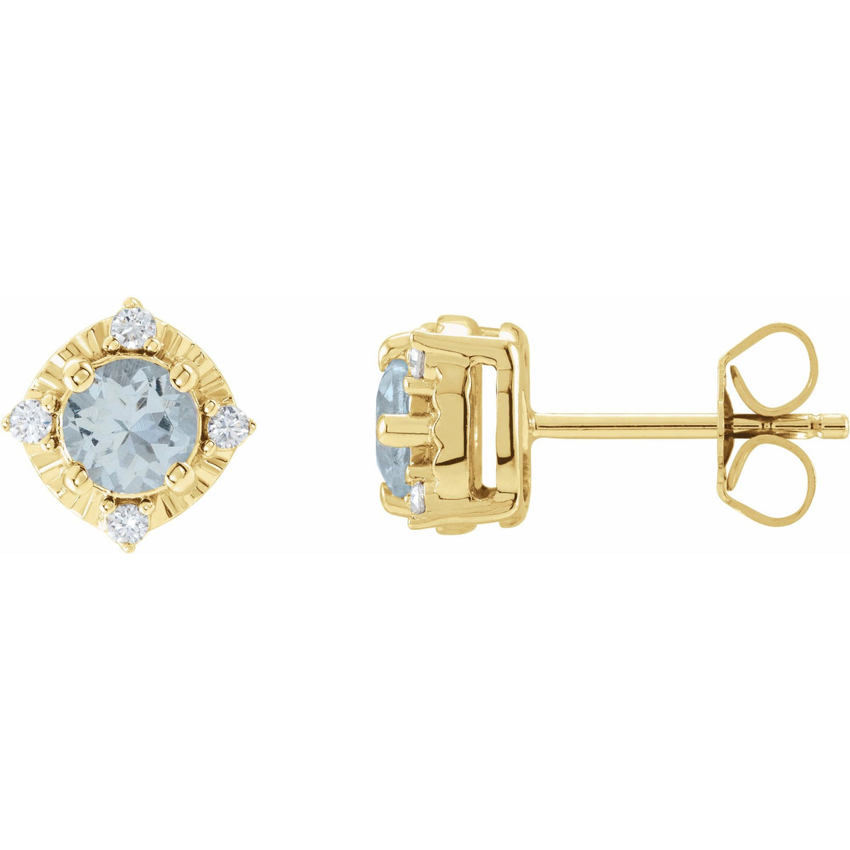 Natural Aquamarine & .08 CTW Natural Diamond Halo-Style Earrings