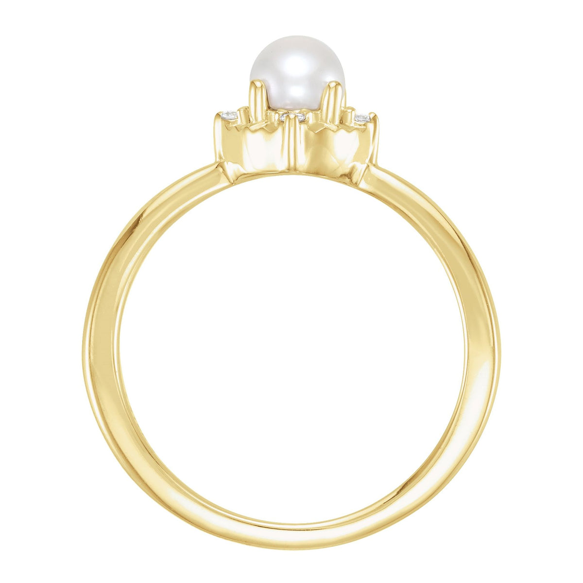 Cultured White Freshwater Pearl & .04 CTW Natural Diamond Halo-Style Ring