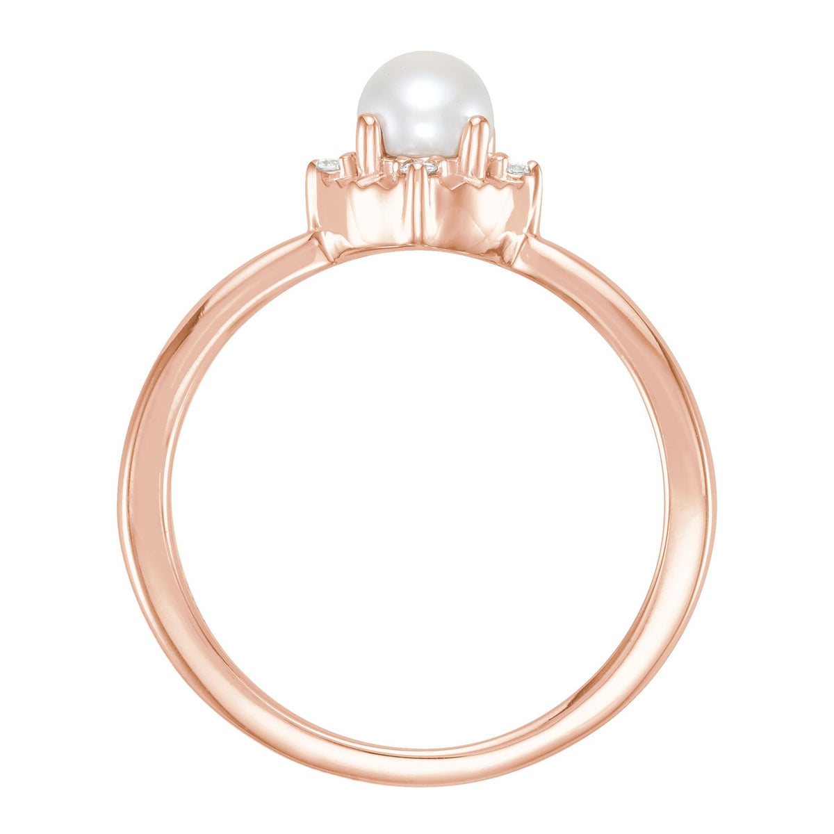 Cultured White Freshwater Pearl & .04 CTW Natural Diamond Halo-Style Ring