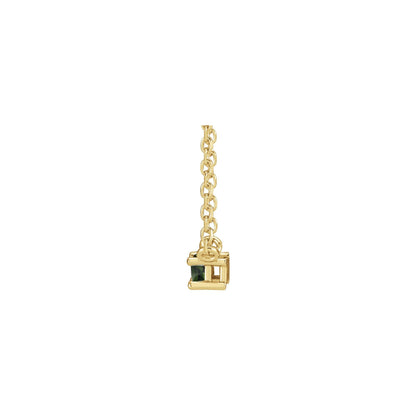 Natural Green Tourmaline Solitaire 18" Necklace