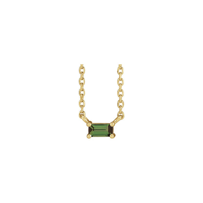 Natural Green Tourmaline Solitaire 18" Necklace