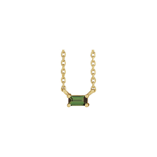 Natural Green Tourmaline Solitaire 18" Necklace
