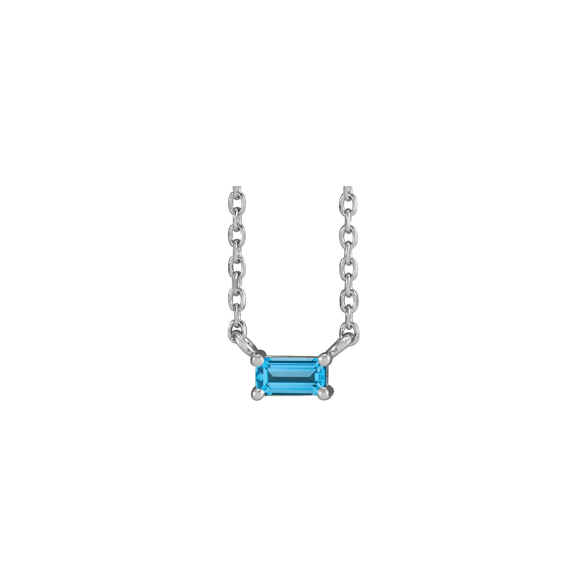Natural Swiss Blue Topaz Solitaire 18" Necklace