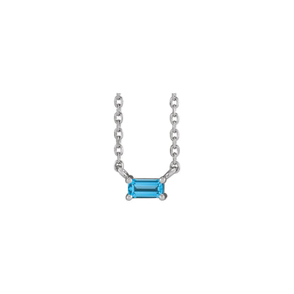 Natural Swiss Blue Topaz Solitaire 18" Necklace