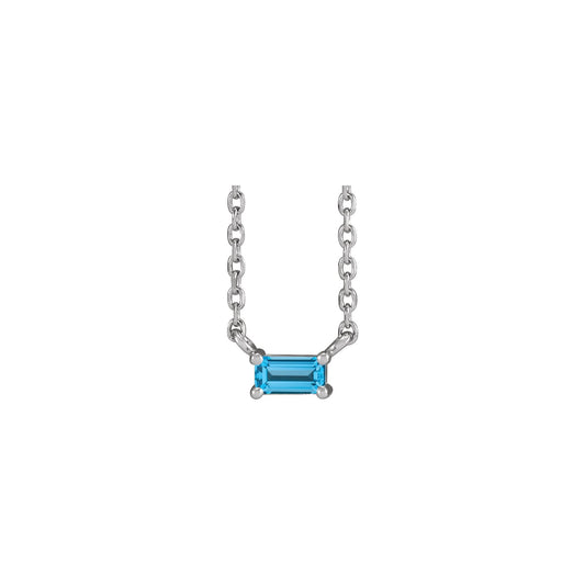Natural Swiss Blue Topaz Solitaire 18" Necklace