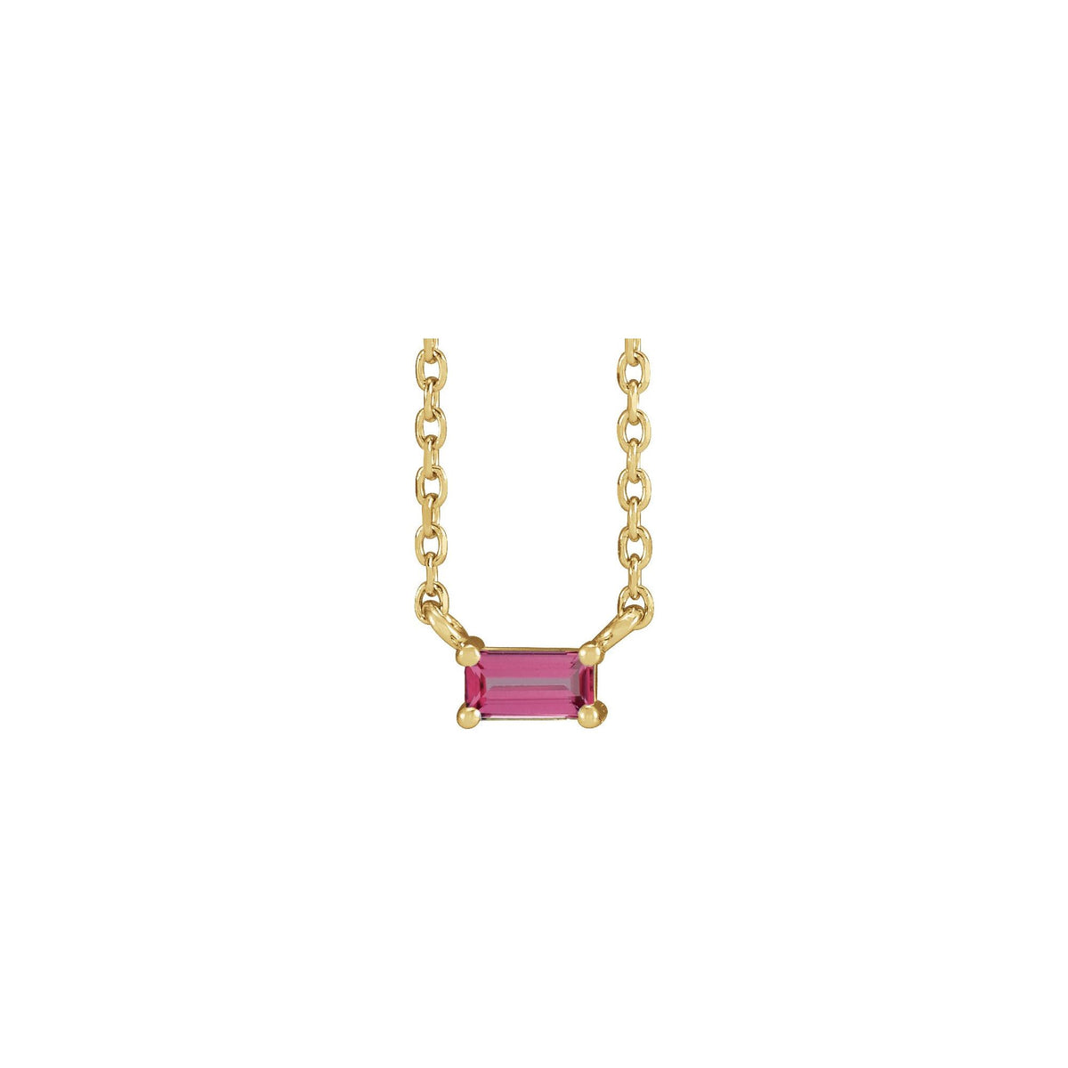 Natural Pink Tourmaline Solitaire 18" Necklace