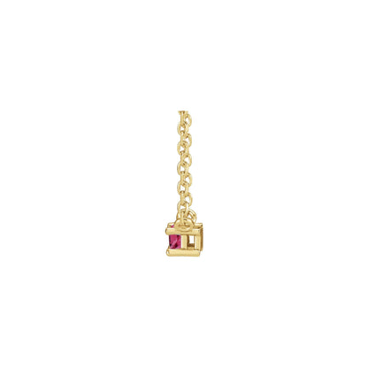 Natural Pink Tourmaline Solitaire 18" Necklace