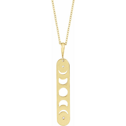 Natural Diamond Moon Phase Bar Necklace or Pendant