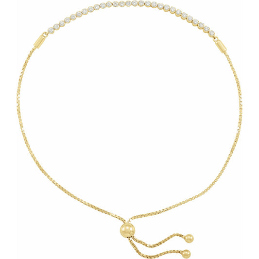Natural Diamond Accented Bolo Bracelet