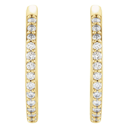 Natural Diamond Accented Huggie Earrings