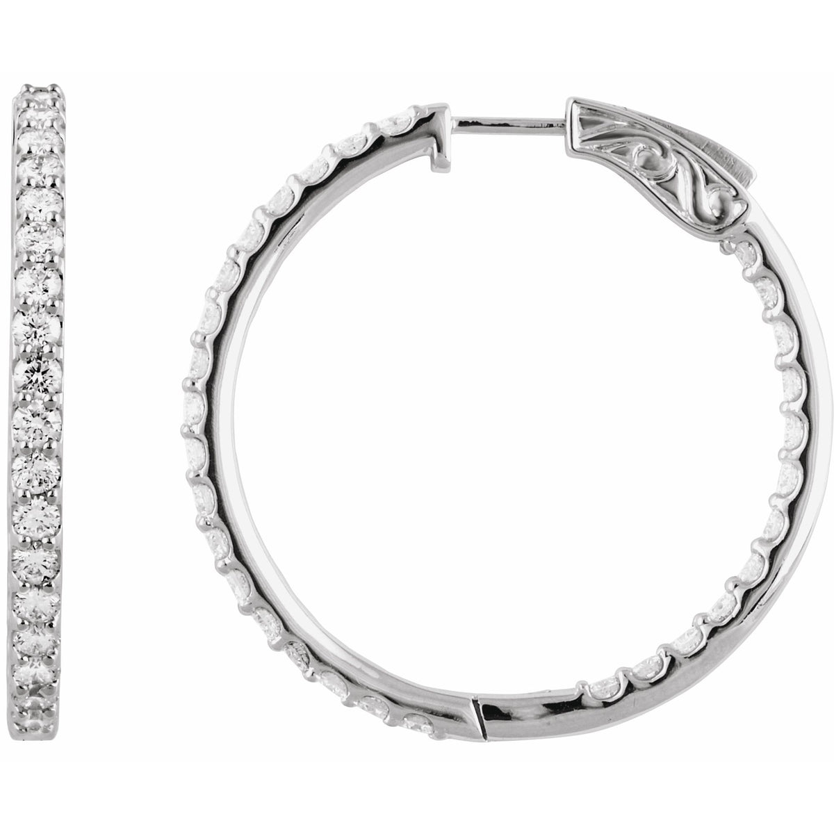 Natural Diamond Inside-Outside Hoop Earrings
