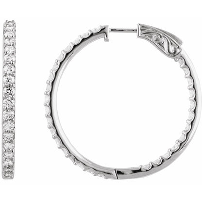Natural Diamond Inside-Outside Hoop Earrings