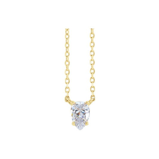 1/3 CT Natural Diamond Solitaire 16-18" Necklace