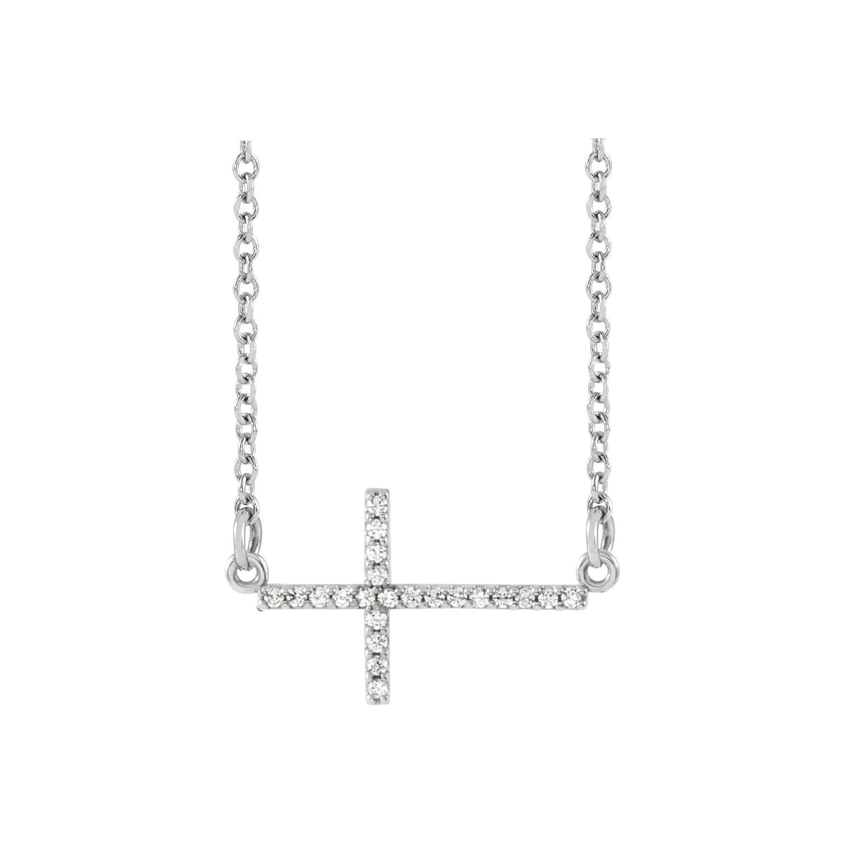 Natural Diamond Sideways Cross Necklace or Center