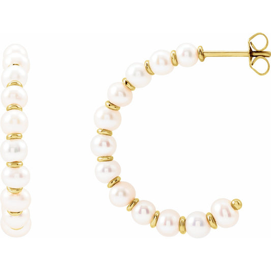 Cultured White Freshwater Pearl 30.3 mm Hoop Earrings