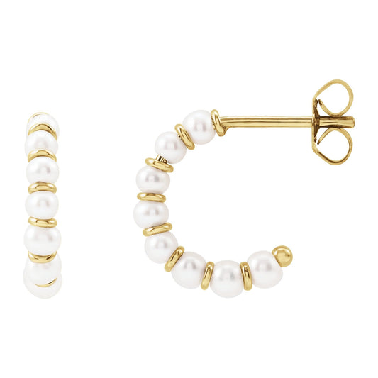 Cultured White Freshwater Pearl 14.9 mm Hoop Earrings