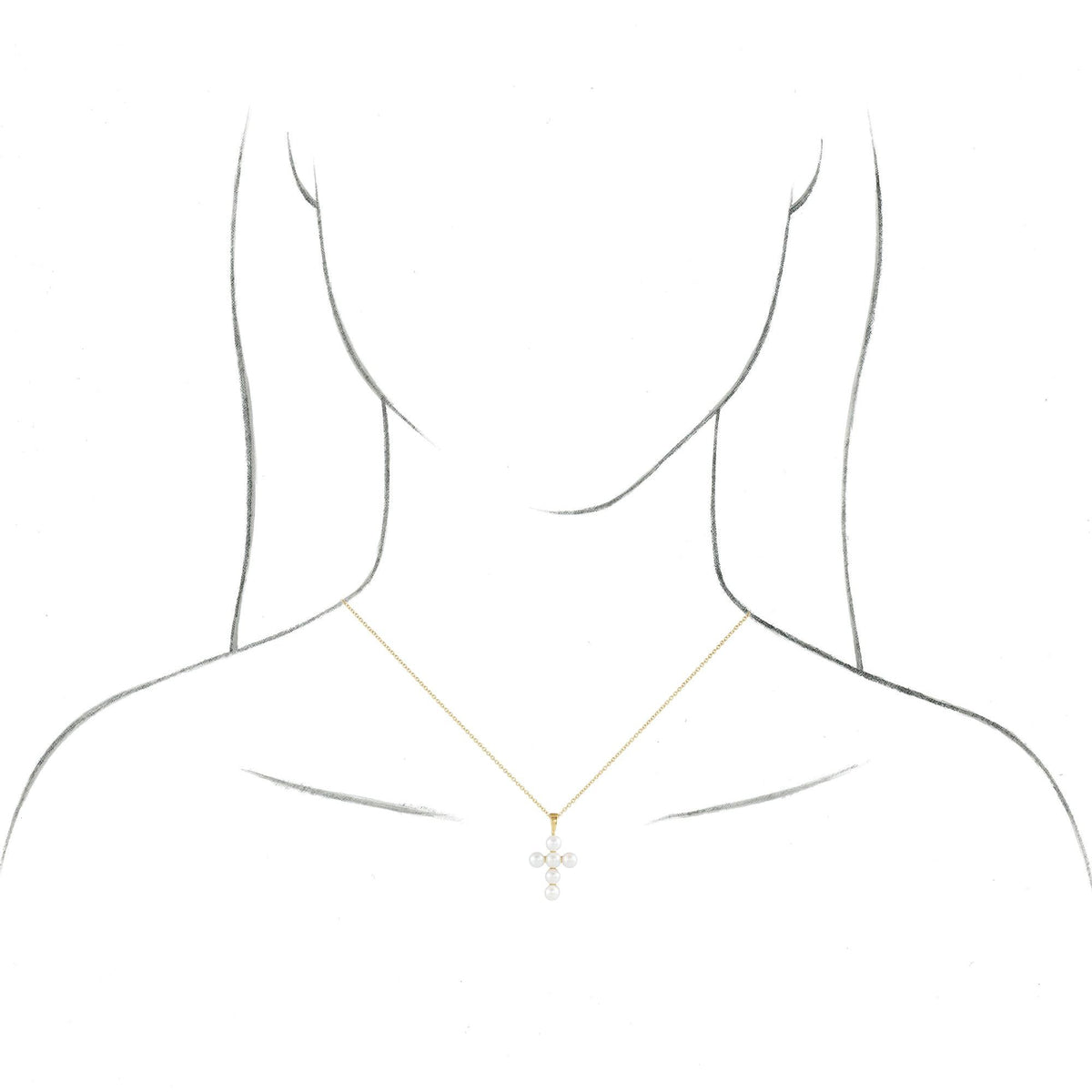 Cultured White Freshwater Pearl Cross 16-18" Necklace