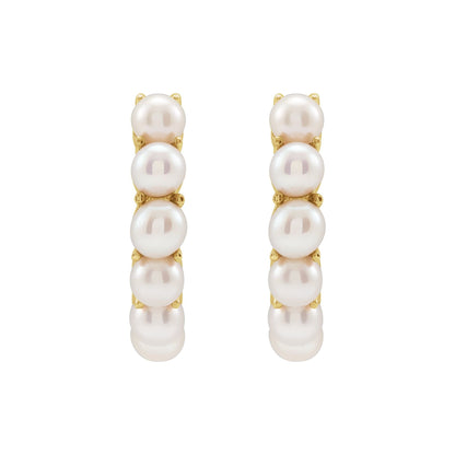 Cultured White Freshwater Pearl 15.5 mm Huggie Hoop Earrings