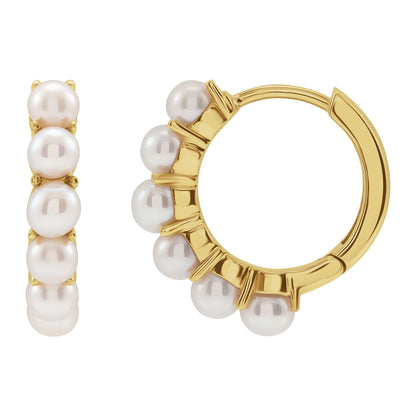 Cultured White Freshwater Pearl 15.5 mm Huggie Hoop Earrings