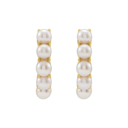 Cultured White Freshwater Pearl 14 mm Huggie Hoop Earrings