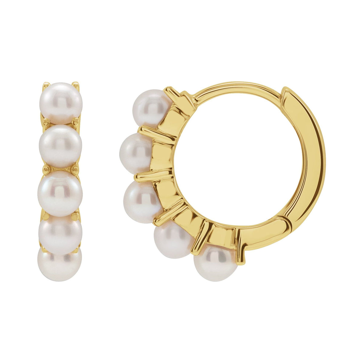 Cultured White Freshwater Pearl 14 mm Huggie Hoop Earrings