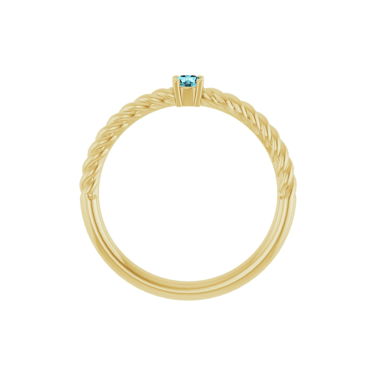 3 mm Natural Blue Zircon Solitaire Rope Ring