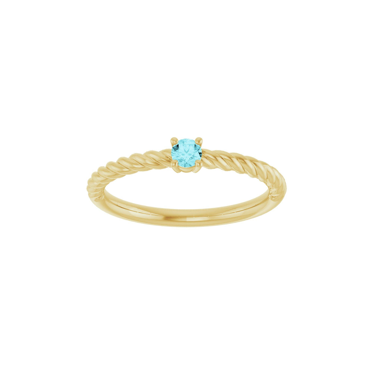 3 mm Natural Blue Zircon Solitaire Rope Ring