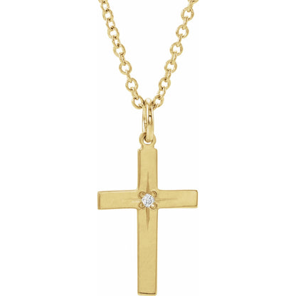 Natural Diamond Youth Cross Necklace