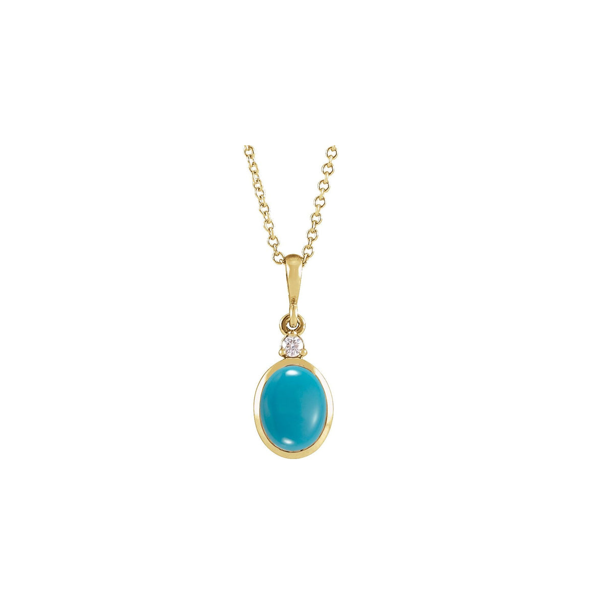6x4 mm Natural Turquoise & .015 CT Natural Diamond 16-18" Necklace