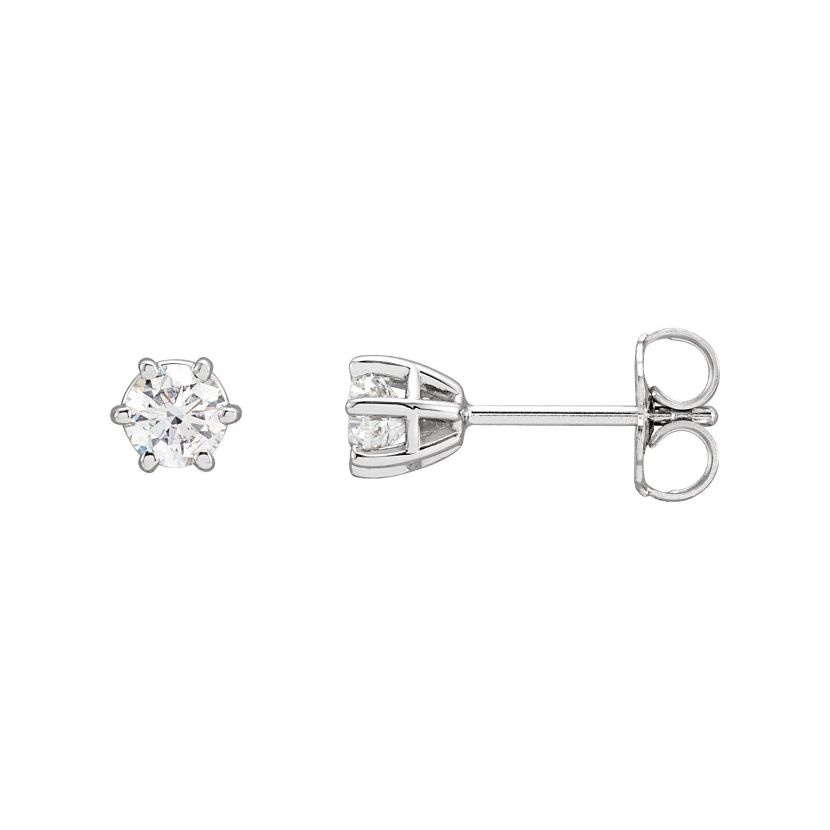 Natural Diamond Round 6-Prong Stud Earrings