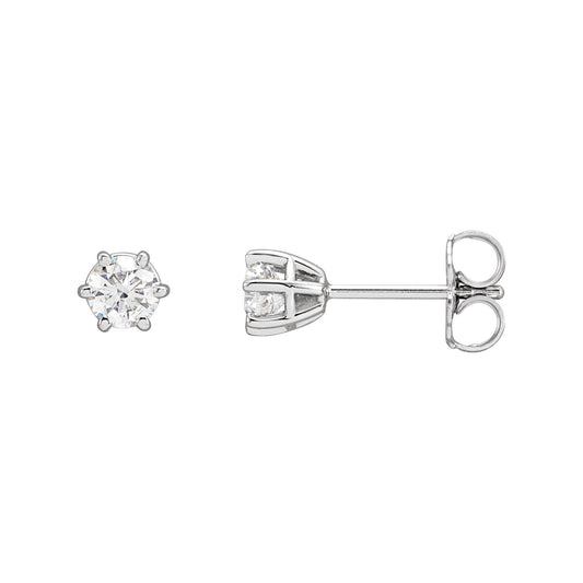 Natural Diamond Round 6-Prong Stud Earrings
