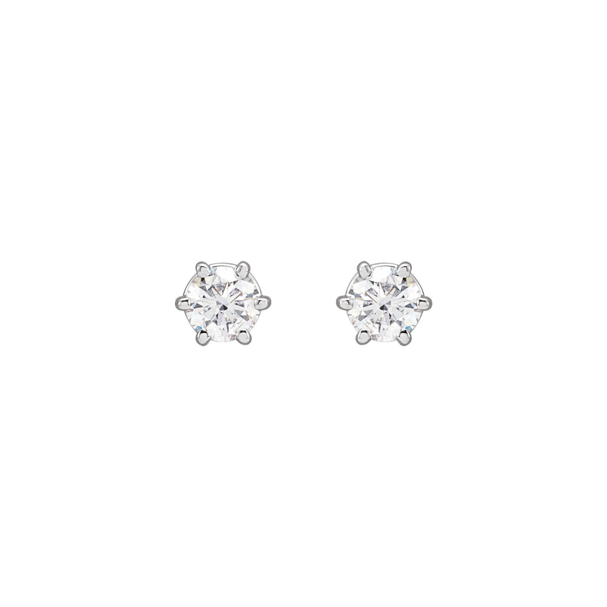 Natural Diamond Round 6-Prong Stud Earrings