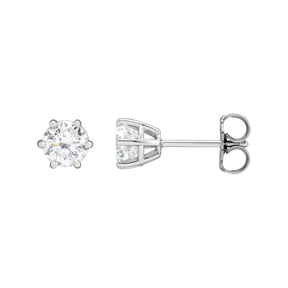 Natural Diamond Round 6-Prong Stud Earrings