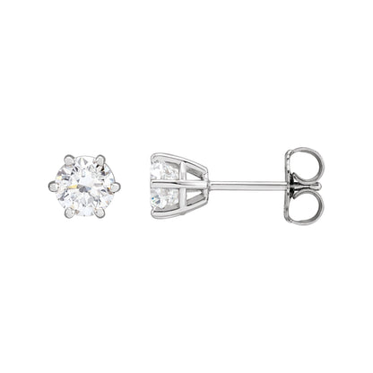 Natural Diamond Round 6-Prong Stud Earrings