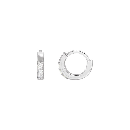 Natural Diamond Accented Huggie Earrings