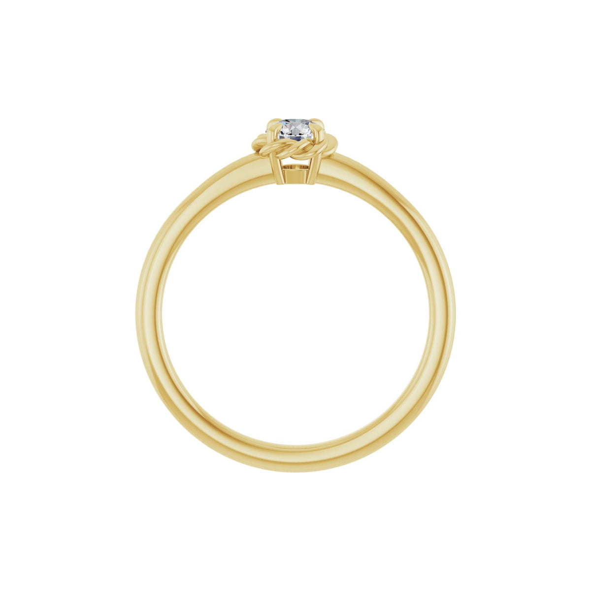 Natural Diamond Claw-Prong Rope Solitaire Ring