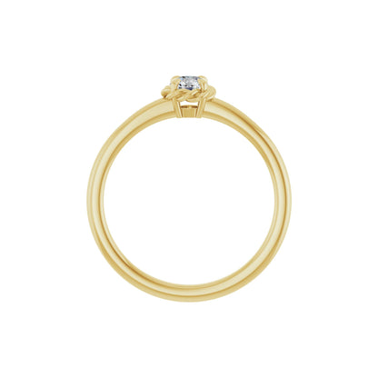 Natural Diamond Claw-Prong Rope Solitaire Ring