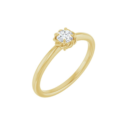 Natural Diamond Claw-Prong Rope Solitaire Ring
